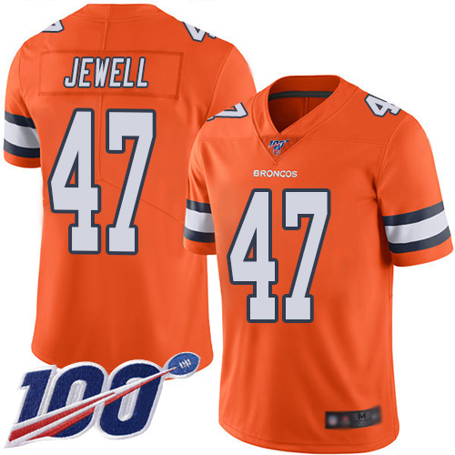 Men Denver Broncos #47 Josey Jewell Limited Orange Rush Vapor Untouchable 100th Season Football NFL Jersey
